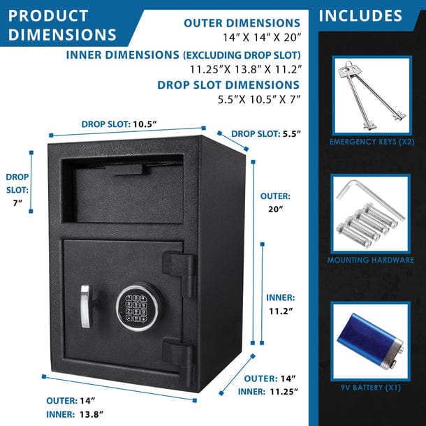 Barska DX Keypad Style One Compartment Depository Safes | Keypad-F Style, Heavy-Walled Steel Construction