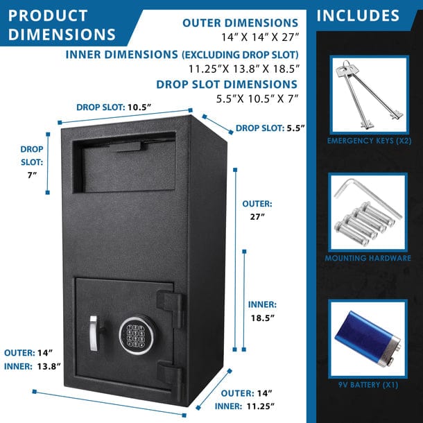 Barska DX Keypad Style One Compartment Depository Safes | Keypad-F Style, Heavy-Walled Steel Construction