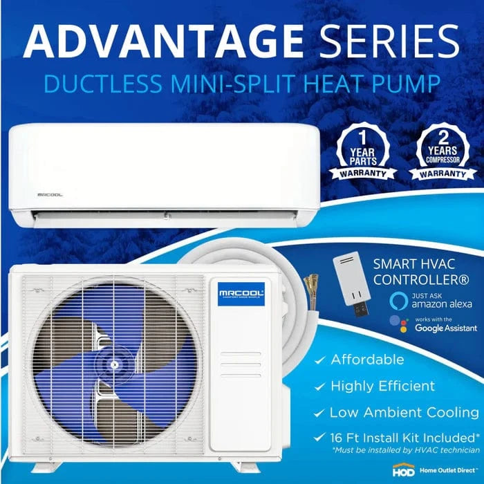 MRCOOL Advantage 5th Gen 36,000 BTU Single Zone Mini Split Complete System with 16 Ft. Line Set, 230V, Wall Mounted (A-36-HP-230D-O)