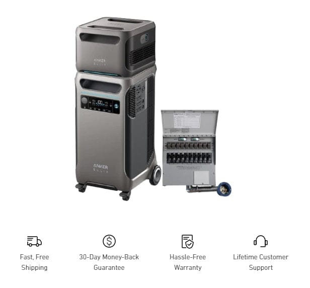 Anker SOLIX F3800 + Anker SOLIX B3800 Expansion Battery + Home Backup Kit (Transfer switch)