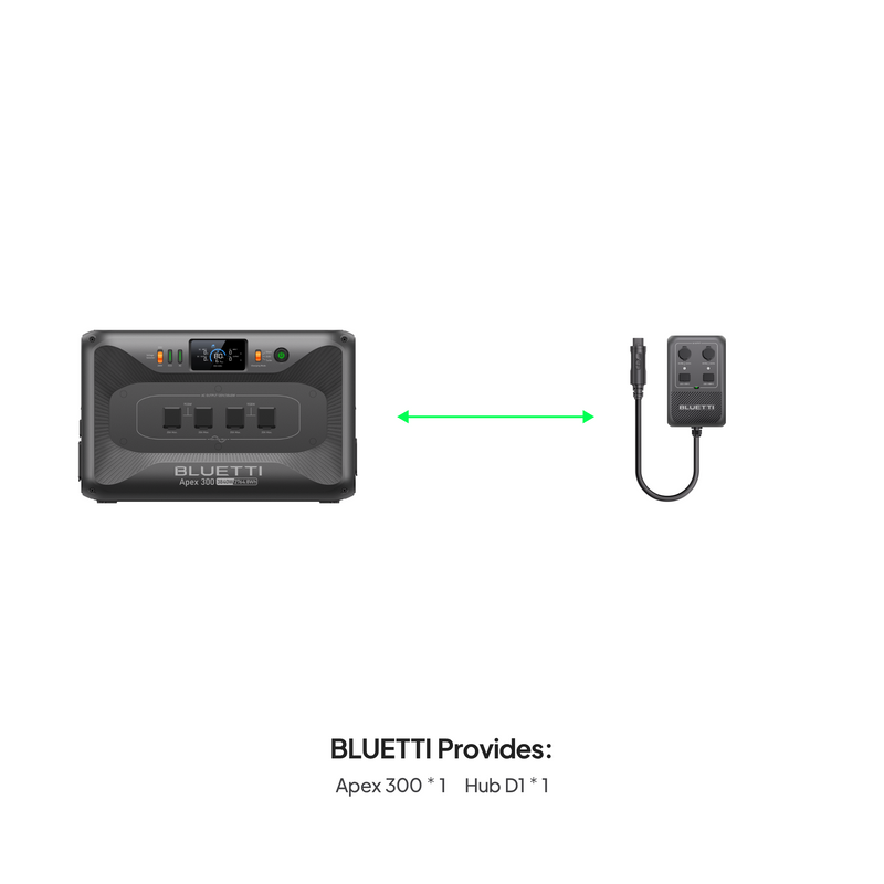 Bluetti Apex 300 Versatile Solar Generator Power Station (3,840W | 2,764.8Wh) + Hub D1