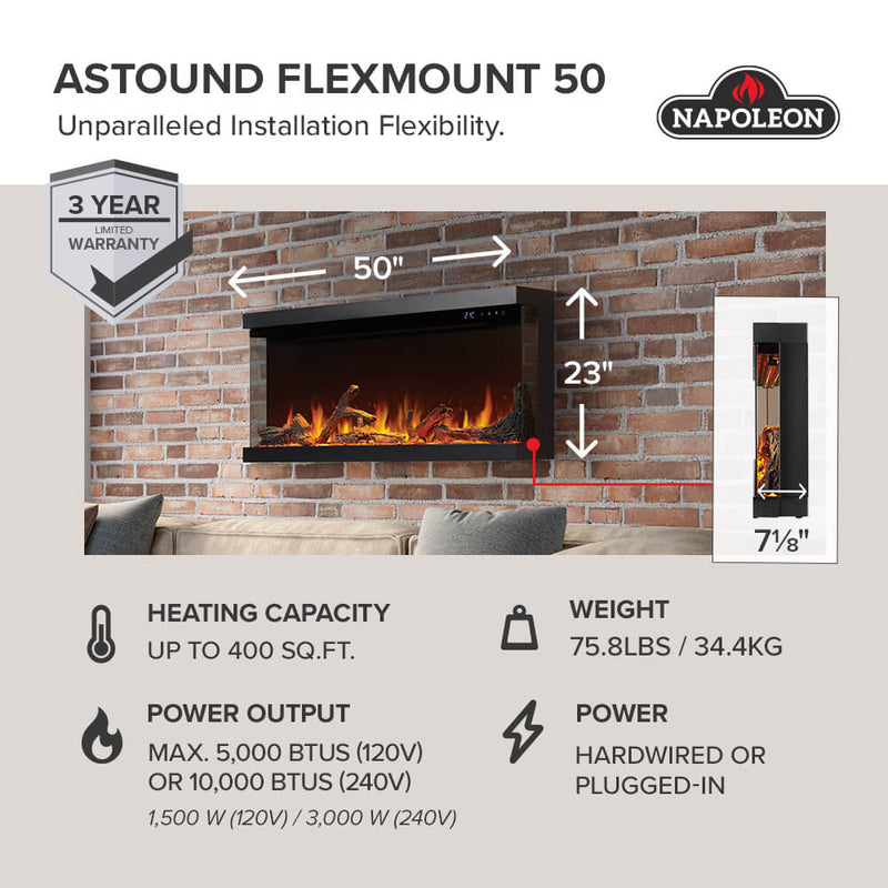 Napoleon Astound™ 50 FlexMount Electric Fireplace