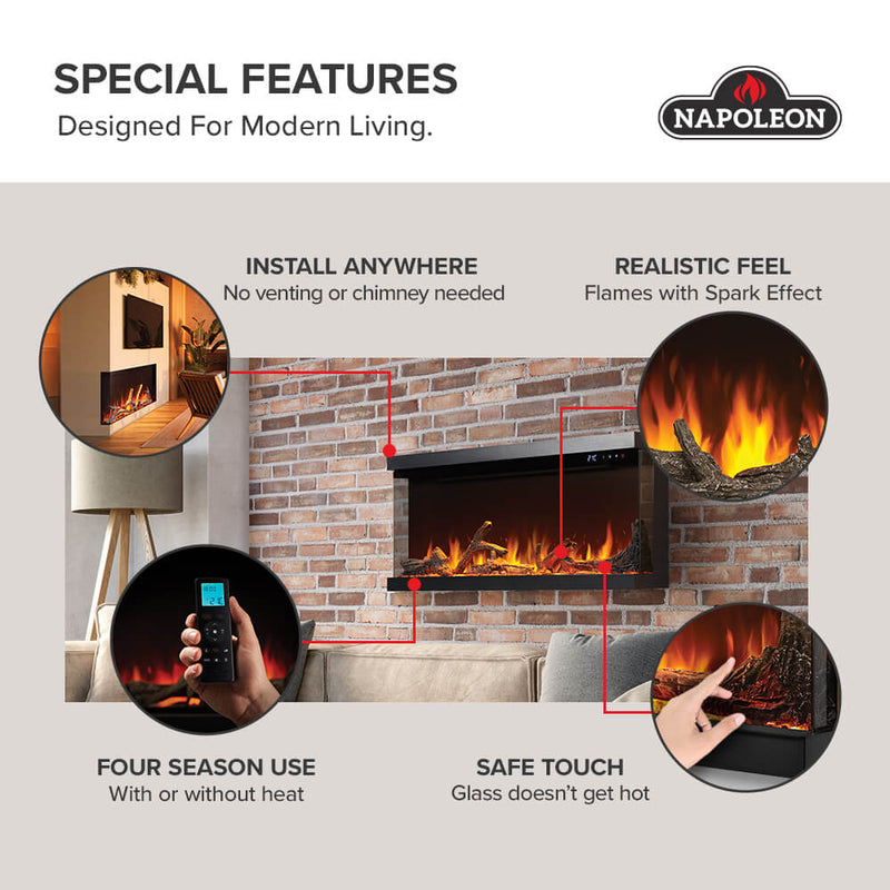 Napoleon Astound™ 74 FlexMount Electric Fireplace