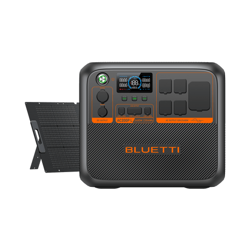 BLUETTI AC200P Power Station Solar Generator + P200D 200W Solar Panel