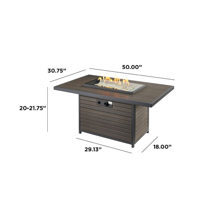 Outdoor Greatroom Brooks Rectangular Gas 50" Fire Pit Table