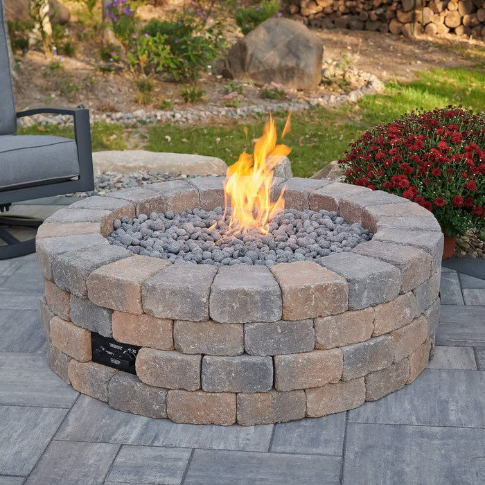 Outdoor Greatroom Bronson Block Round Gas Fire Pit