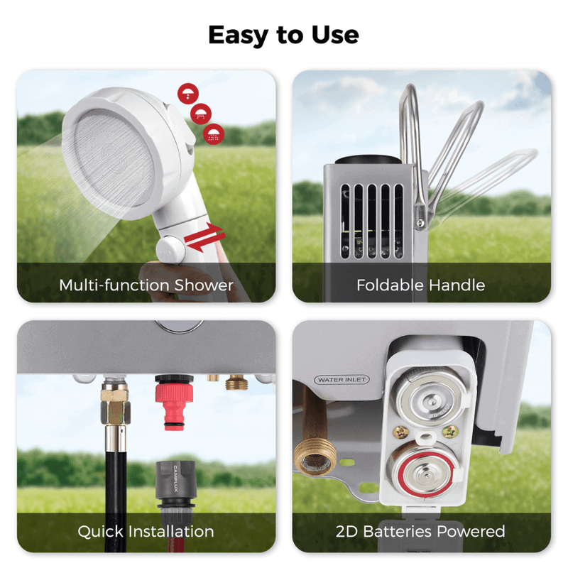 Camplux Portable Water Heater, Camplux Tankless Water Heater Propane, 1.58 GPM On Demand Water Heater, Outdoor Gas Water Heater, Gray