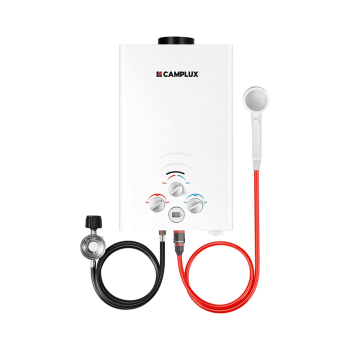 Camplux Portable Water Heater, Camplux Propane Water Heater, 2.11 GPM Tankless Gas Water Heater, On Demand Water Heater, White