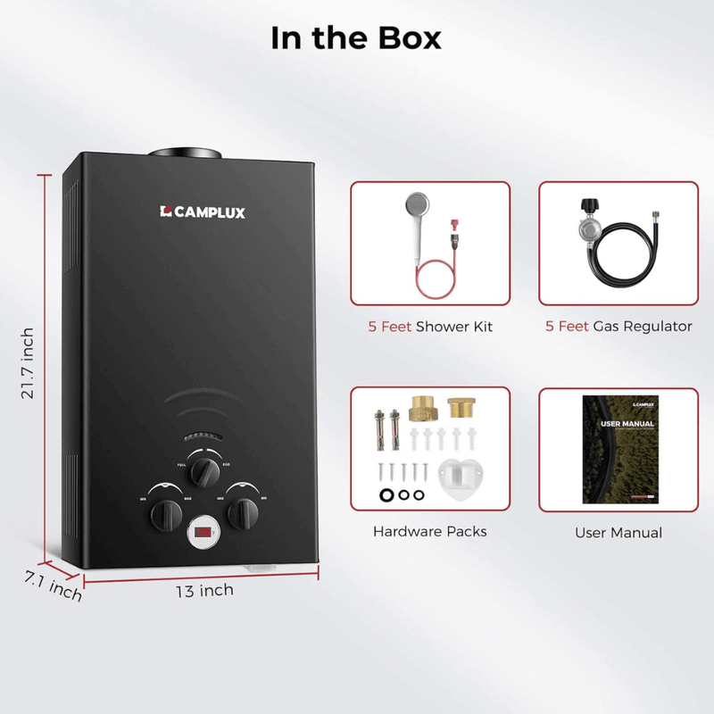 Camplux BW264B Camping Water Heater Propane
