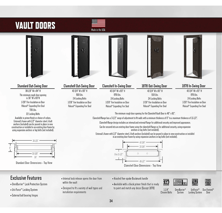 Browning Out-Swing Vault Door Dimes and Features