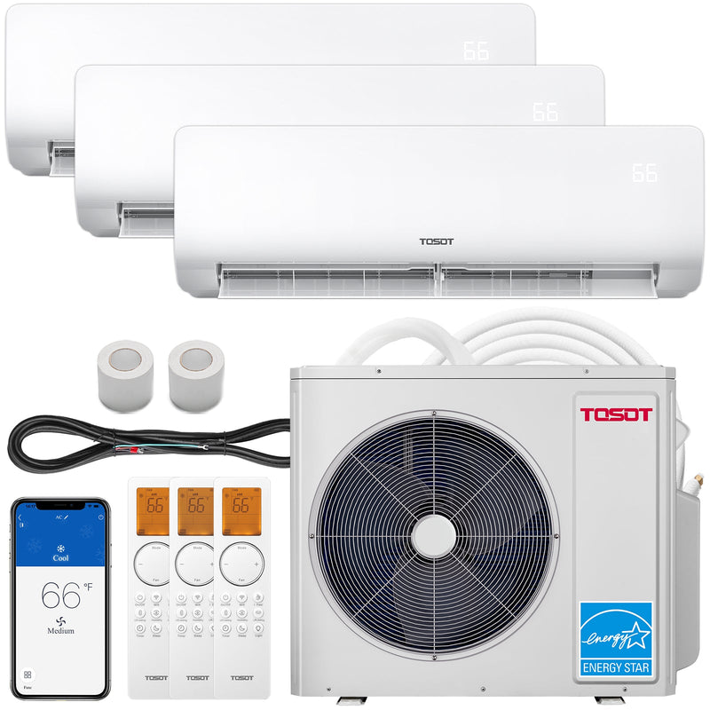 TOSOT Direct 30,000 BTU Tri-Zone Mini Split Air Conditioner - Heat Pump