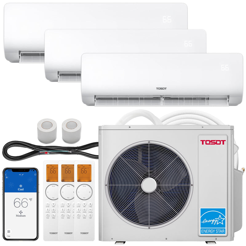 TOSOT Direct 36,000 BTU Tri-Zone Mini Split Air Conditioner - Heat Pump