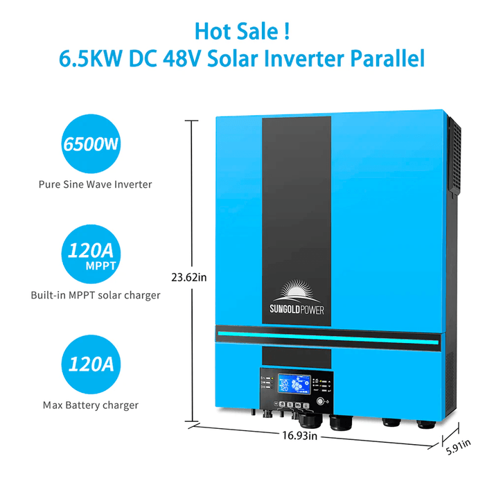 SunGold Power Off-grid Solar Kit 6500W 48VDC 120VAC 5.12kwH Powerwall Lithium Battery 4 X 370 Watts Solar Panels