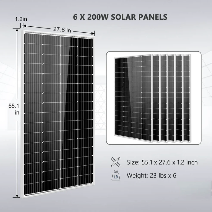 SunGold Power Off-Grid Solar Kit 5000W 48VDC 120V 5.12KWH PowerWall Battery 6 X 200 Watts Solar Panels SGM-5K5E