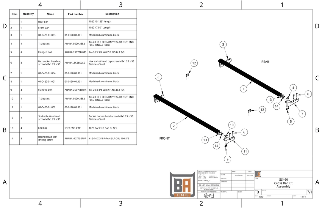 BadAss Tents Tundra CrewMax 07-22 - Cross Bar Kit (w/standoffs)