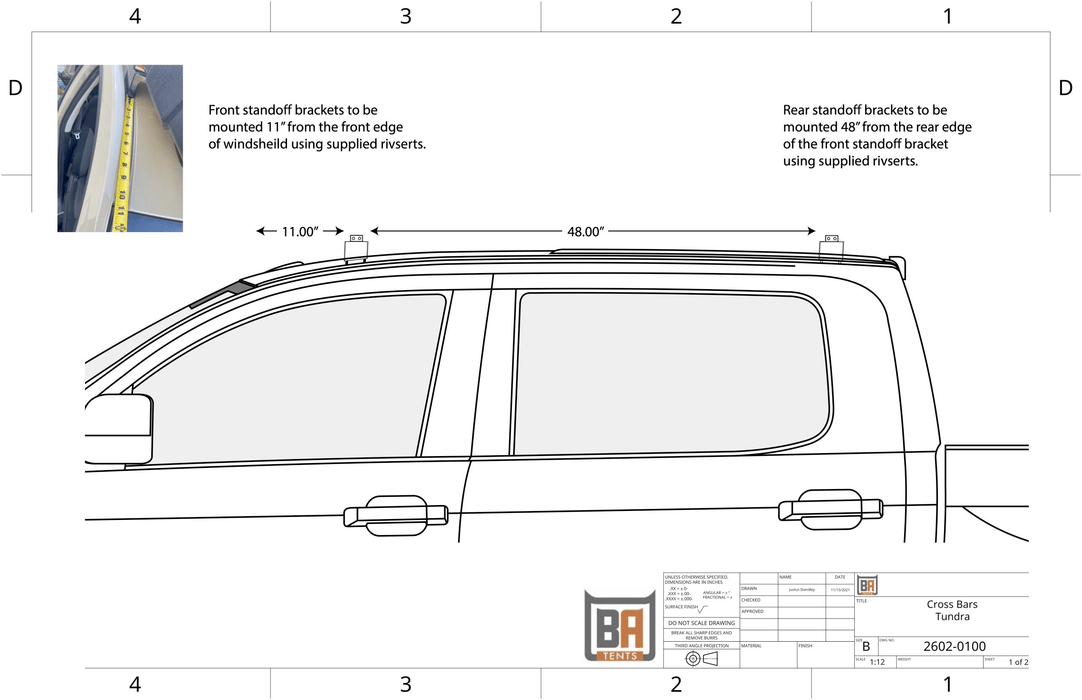 BadAss Tents Tundra CrewMax 07-22 - Cross Bar Kit (w/standoffs)