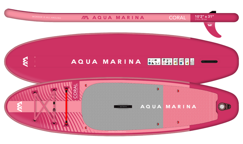 Aqua Marina CORAL RASPBERRY ADVANCE ALL-AROUND SERIES Size: 9'10" Inflatable Paddle Board