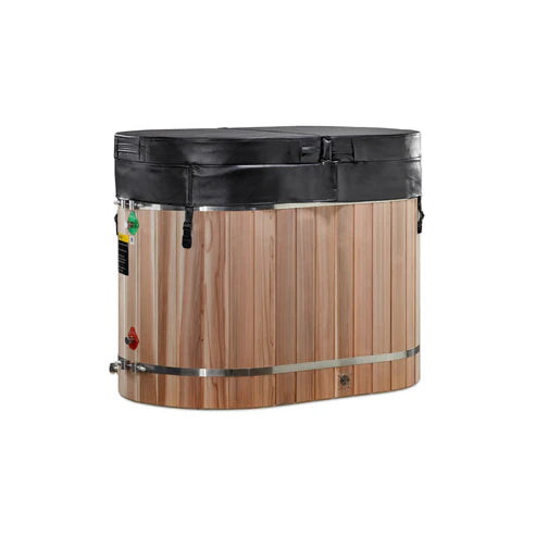 Dynamic Cold Therapy Pacific Cedar Oval Barrel Tub Cold Plunge (50-P) - 3/4 In-Out Without Motor | DCT-BO-50-PLPC-34