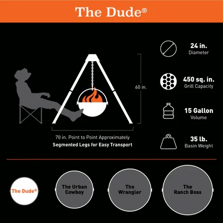 Cowboy Cauldron The Dude 24" Fire Pit and Grill