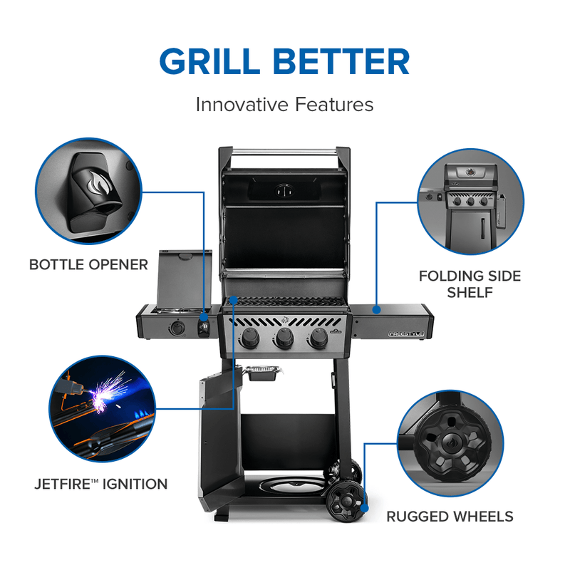 Napoleon FreeStyle 365 Graphite Grey Propane Gas Grill with Range Side Burner