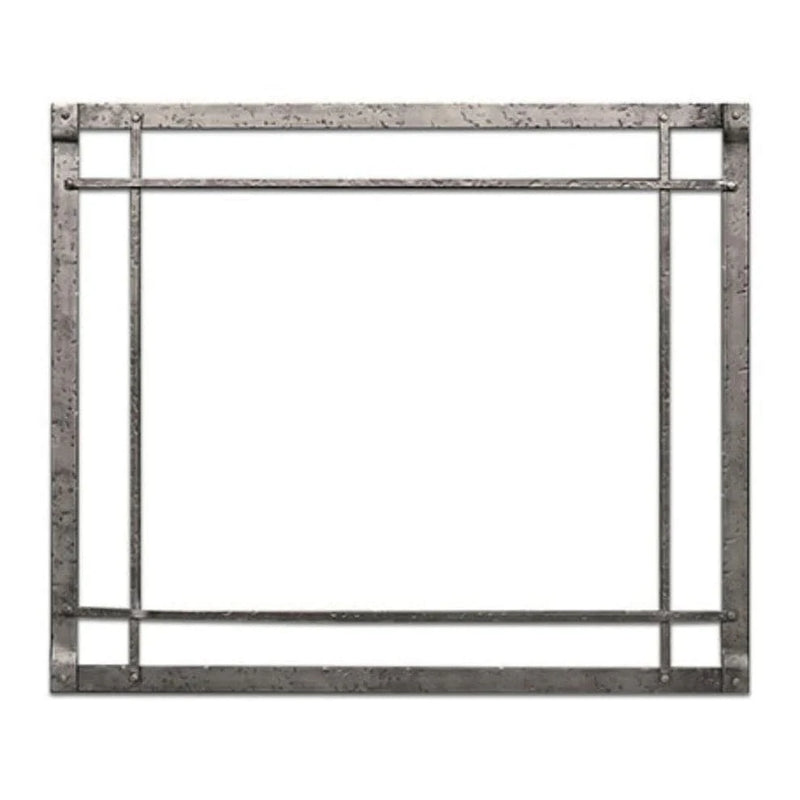 American Hearth Rushmore 30" Distressed Pewter Rectangle Forged Iron Inset