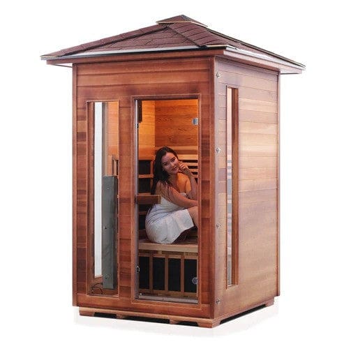 Enlighten InfraNature Duet Diamond 2 Hybrid Infrared/Traditional Outdoor Sauna | 2 Persons