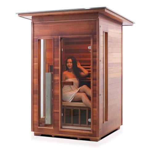 Enlighten InfraNature Duet Diamond 2 Hybrid Infrared/Traditional Outdoor Sauna | 2 Persons