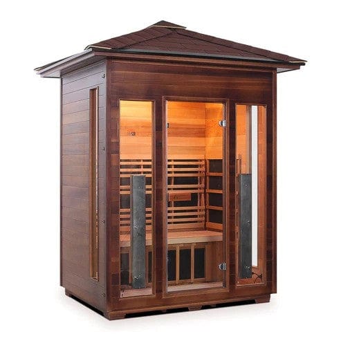 Enlighten InfraNature Duet Diamond 3 Hybrid Infrared/Traditional Outdoor Sauna | 3 Persons