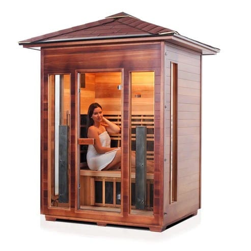 Enlighten InfraNature Duet Diamond 3 Hybrid Infrared/Traditional Outdoor Sauna | 3 Persons
