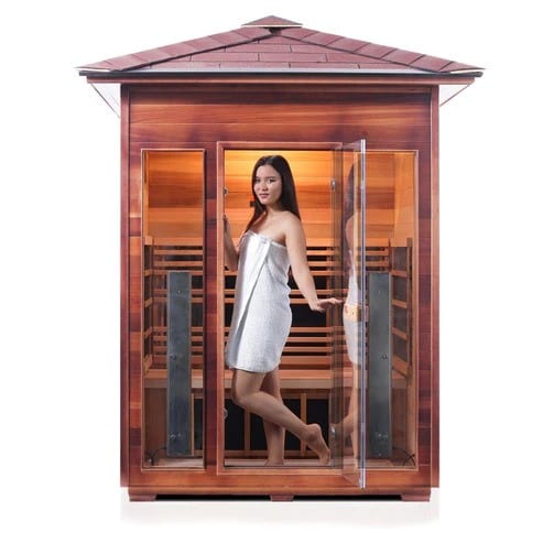 Enlighten InfraNature Duet Diamond 3 Hybrid Infrared/Traditional Outdoor Sauna | 3 Persons