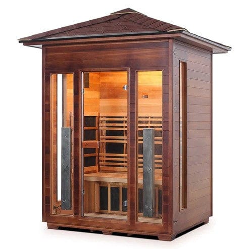 Enlighten InfraNature Duet Diamond 3 Hybrid Infrared/Traditional Outdoor Sauna | 3 Persons