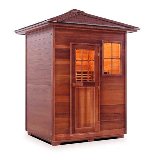 Enlighten InfraNature Duet Sapphire 3 Hybrid Infrared/Traditional Outdoor Sauna | 3 Persons