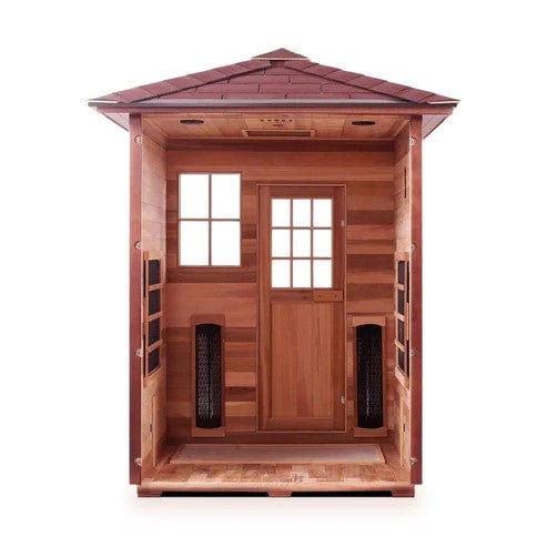 Enlighten InfraNature Duet Sapphire 3 Hybrid Infrared/Traditional Outdoor Sauna | 3 Persons