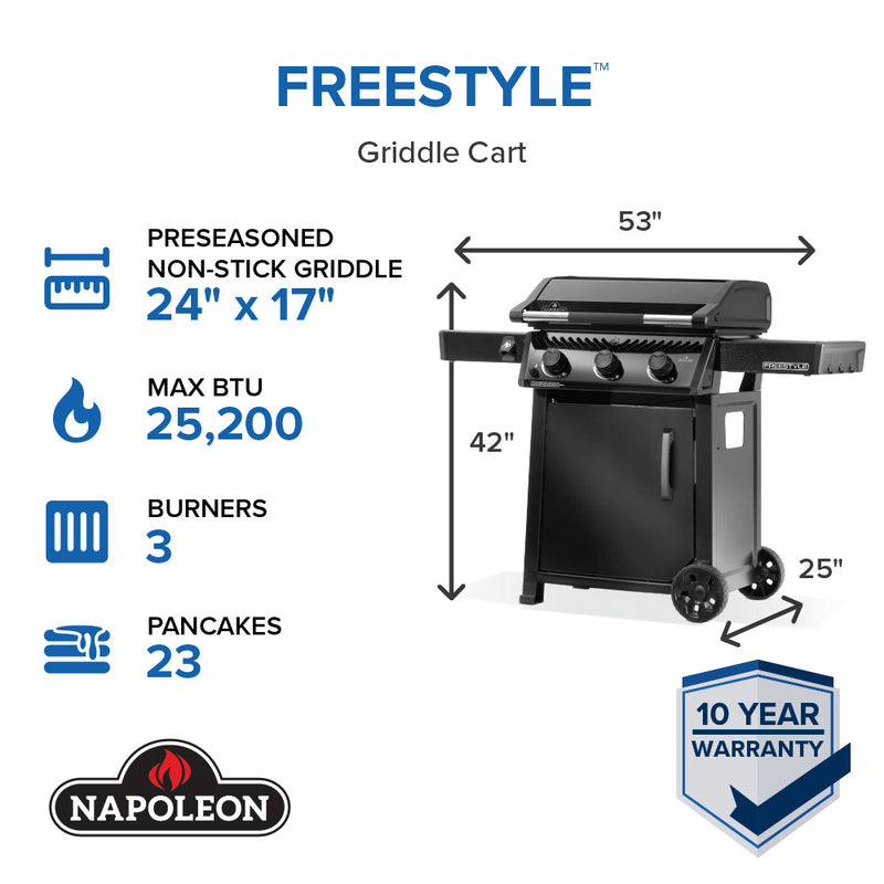 Napoleon Freestyle 24 Inch Pre-seasoned Non-Stick Griddle