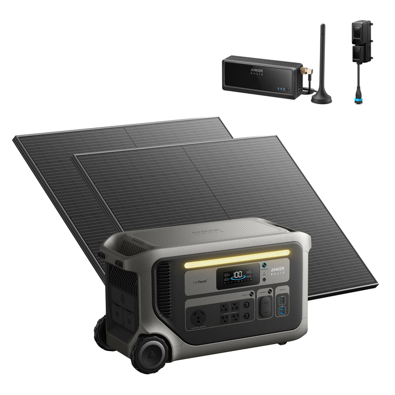 Anker SOLIX F3000 Portable Power Station (3600W | 3072Wh) with x 2 440W Rigid Solar Panel Plus Power Saver Kit