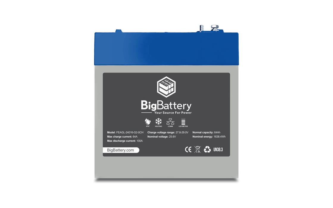 BigBattery 24V EAGLE 2 – LiFePO4 – 64Ah – 1.63kWh Lithium Battery
