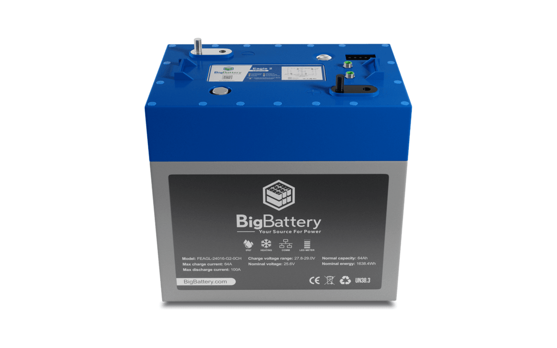 BigBattery 24V EAGLE 2 – LiFePO4 – 64Ah – 1.63kWh Lithium Battery