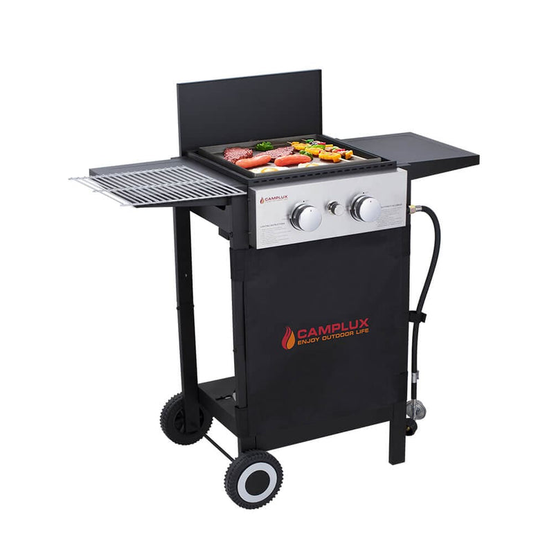 Camplux Outdoor Gas Griddle Grill Combo 2 Burner with Lid, Camping and Tailgating 22, 000 BTU - Black