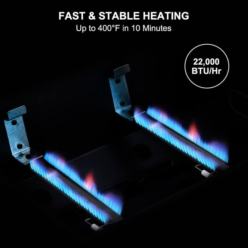 Camplux Outdoor Gas Griddle Grill Combo 2 Burner with Lid, Camping and Tailgating 22, 000 BTU - Black