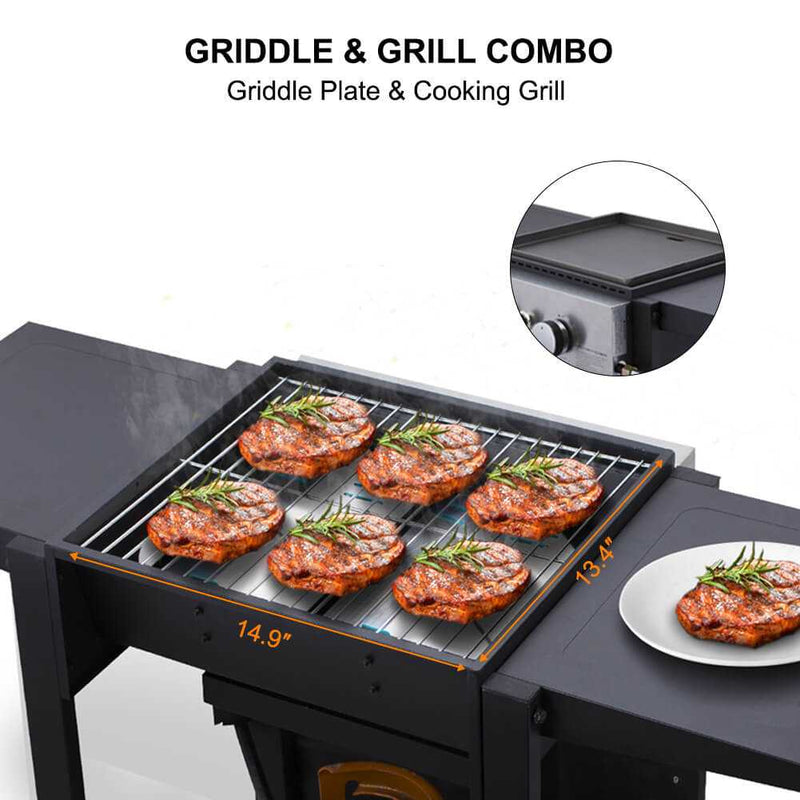 Camplux Outdoor Gas Griddle Grill Combo 2 Burner with Lid, Camping and Tailgating 22, 000 BTU - Black