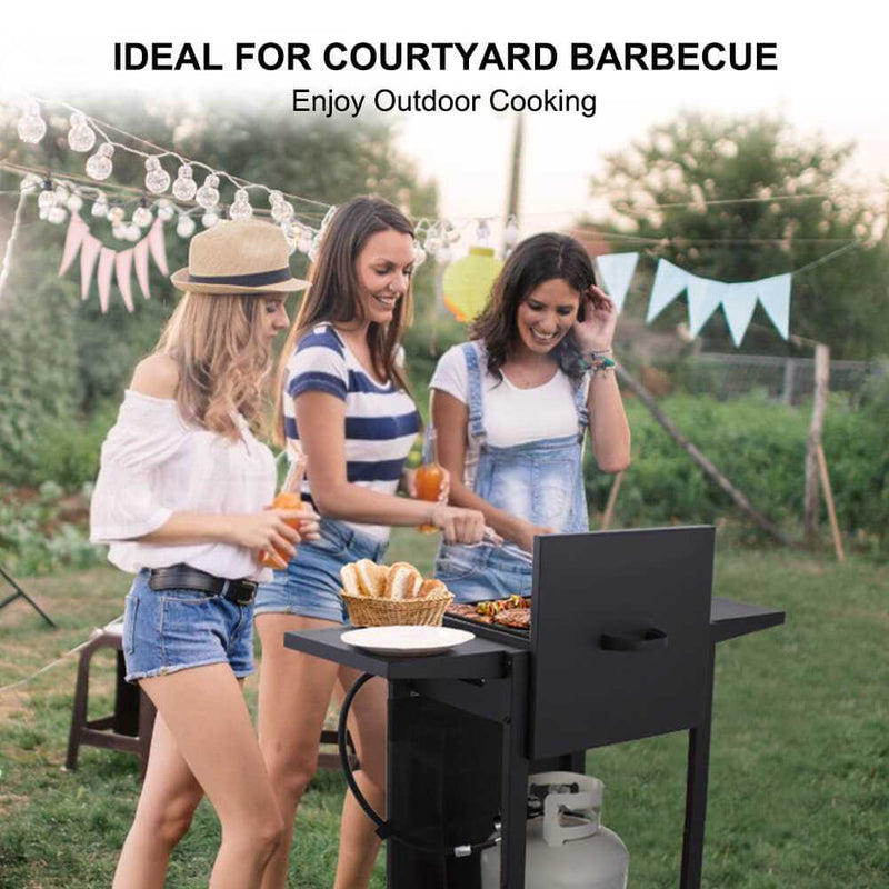 Camplux Outdoor Gas Griddle Grill Combo 2 Burner with Lid, Camping and Tailgating 22, 000 BTU - Black