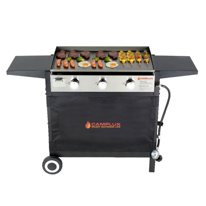 Camplux Outdoor Gas Griddle Grill Combo 3 Burner, Camping and Tailgating 33,000 BTU w/ 20 LB LP Connector