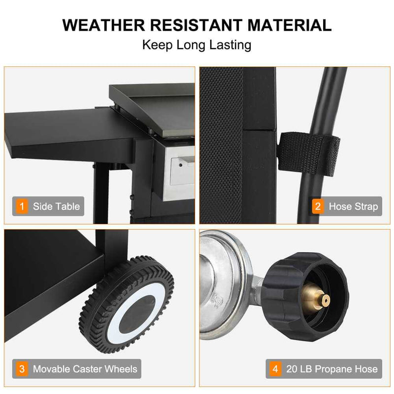 Camplux Outdoor Gas Griddle Grill Combo 3 Burner, Camping and Tailgating 33,000 BTU w/ 20 LB LP Connector