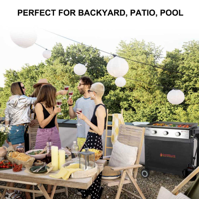 Camplux Outdoor Gas Griddle Grill Combo 3 Burner, Camping and Tailgating 33,000 BTU w/ 20 LB LP Connector