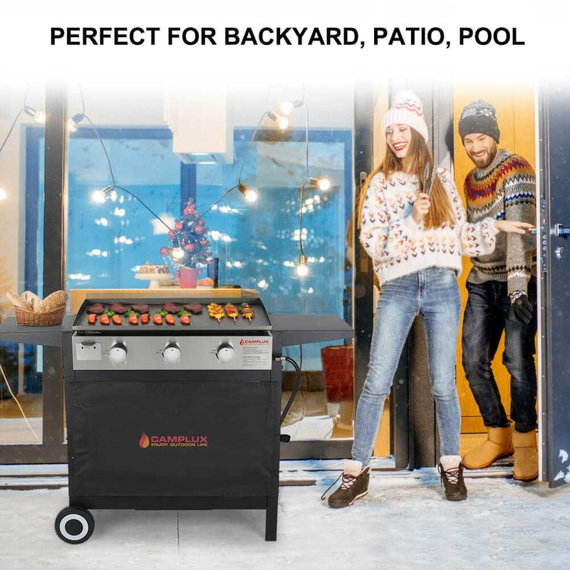 Camplux Outdoor Gas Griddle Grill Combo 3 Burner, Camping and Tailgating 33,000 BTU w/ 20 LB LP Connector