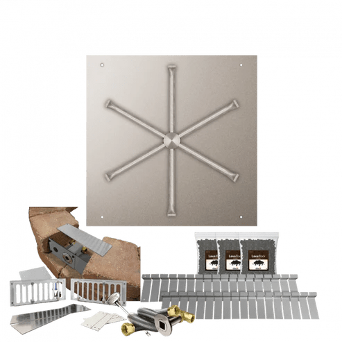 Firegear 25" Square Flat Pan Paver Ready Fire Pit Package with Match Throw Ignition System