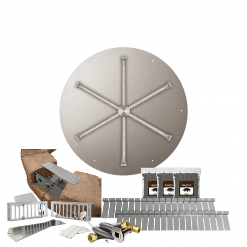 Firegear Round Flat Pan Paver Ready Natural Gas Fire Pit Package with Match Throw Ignition System