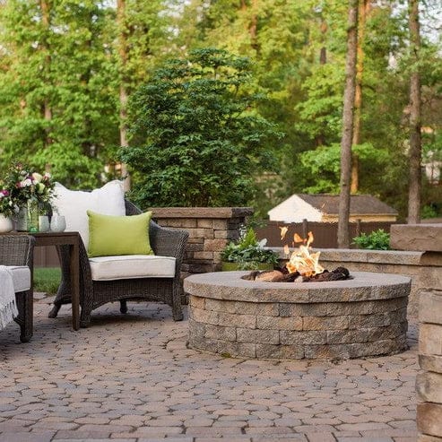 Firegear 39" Round Stainless Steel Fire Pit Burner System with Flat Pan and Thermocouple Piloted Safety Ignition System
