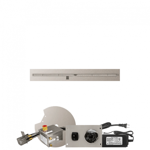 Firegear Linear Stainless Steel Natural Gas Fire Pit T Burner System with Flat Pan and All Weather Electronic Ignition System