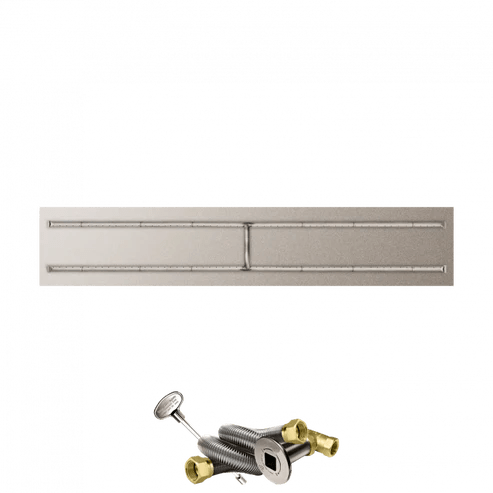 Firegear Linear Stainless Steel Fire Pit H Burner System with Flat Pan and Match Throw Ignition System